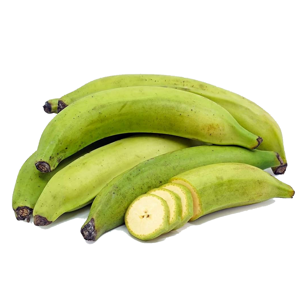 Frische grüne Kochbananen